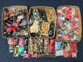 Haberdashery Interest - Three Trays of Buttons, in plastic packs, all assorted colours, shapes and