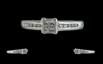 Platinum Contemporary Diamond Set Dress Ring, marked 950PT, the diamonds of good colour and clarity,