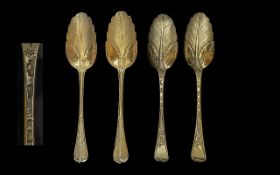 George I (Hanover) 1714 - 1727 Rare & Superb Gilt on Silver Pair of Fruit Preserve Spoons, by