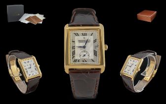 Dreyfuss & Co Hand Made 18ct Gold Cased Tank Shaped Gents Wrist Watch, diameter 29mm, height 39mm;