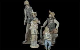 Four Nao Figurines, comprising Little Boy Blue Shepherd with sheep (retired), Boy with dog, Sancho
