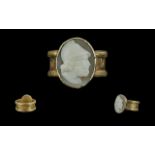 William IV 18ct Gold Mourning Ring, with attached cameo to centre. Hallmark Birmingham 1834. Reads