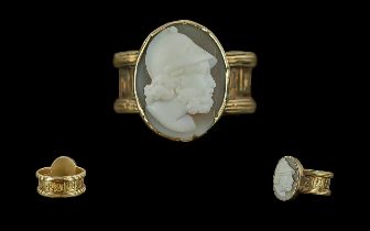 William IV 18ct Gold Mourning Ring, with attached cameo to centre. Hallmark Birmingham 1834. Reads