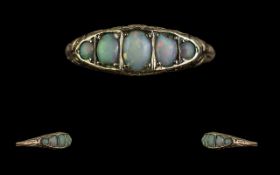Edwardian Period 1902 - 1910 Attractive 9ct Gold 5 Stone Opal Set Ring, Gallery Setting. Full