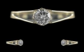 Ladies 18ct White Gold Pleasing Quality Single Stone Diamond Ring. Marked for Full Hallmark Interior