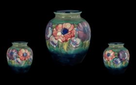 William Moorcroft Signed Large and Impressive Vase ' Anemone ' Design. c.Mid 1940's. Signed to