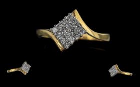Ladies 18ct Gold Attractive Diamond Set Ring, Marked with Full Hallmark to Interior of Shank. Set