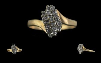 Ladies 9ct Gold Twist Design Set Dress Ring. Stamped to Shank. Ring Size Approx N. Approx Weight 2.