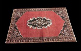 Washed Red Ground Persian Hamadan Village Rug, central medallion with a red field. Measures 230 x