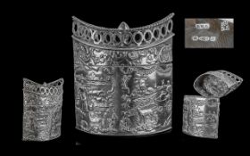 Dutch 20th Century Early Tea Caddy, Hinged with Embossed Figural / Scenes to Body of Caddy. Silver