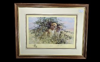 Two David Shepherd Signed Framed Prints, 'The Crossing' depicting a family of elephants, image