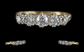 Ladies - 18ct Gold 5 Stone Diamond Set Ring. Marked 750 - 18ct to Shank. The Well Matched Semi-
