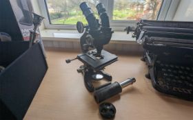 Large Microscope in Wooden Case, made by