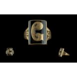 Gents 9ct Gold & Black Enamel Signet Rin