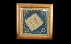 Military Silk Embroidery, framed, reads