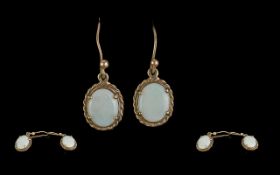Pair of 9ct Gold Opal Drop Earrings, for