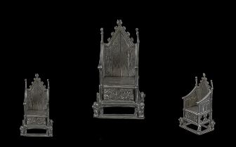 SAUNDERS & SHEPHERD; a Victorian hallmarked silver miniature model of The Coronation Chair,