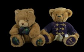Two Harrods Teddy Bears, from they years 2000 and 1994. Teddy from 1994 ' Highland Christmas' and