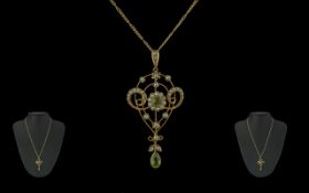 Victorian Period 1837 - 1901 Excellent Quality and Exquisite 18ct Gold Qpenwork Pendant set with