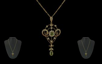 Victorian Period 1837 - 1901 Excellent Quality and Exquisite 18ct Gold Qpenwork Pendant set with