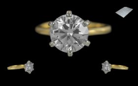 Ladies 18ct Gold Pleasing Quality Single Stone Diamond Set Ring in a Tiffany style setting; full