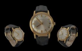 Garrard 9ct Gold Cased Automatic Wrist Watch with silvered pearl dial, circa 1970s, dial and case in