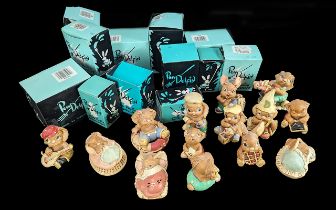 Collection of Boxed Pen Delfin Figures, 14 in total, comprising Duffy, Dobbin, Cookie, Tripper,