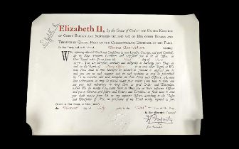 Queen Elizabeth II Signed Parchment, rolled,