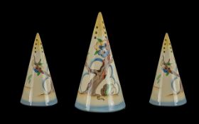 Clarice Cliff - Art Deco 1930's Hand Painted Conical Shaped Sugar Sifter. ' Indian Tree ' Design.