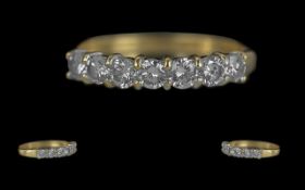 Ladies 18ct Gold Pleasing Quality 7 Stone Diamond Set Ring. Full Hallmark to Interior of Shank.