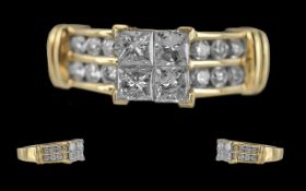 Ladies - Attractive and Good Quality 14ct Gold Diamond Set Dress Ring. Marked 14ct to Interior of