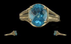 Ladies - Attractive 14ct Gold Single Stone Blue Topaz Set Ring. Marked 14ct to Interior of Shank.