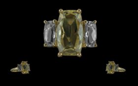 Ladies - Attractive 9ct Gold Citrine and Aquamarine Set Ring. Full Hallmark to Interior of Shank.