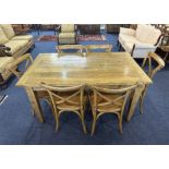 A Striped Beechwood Cottage Style Dining Table and Six Bentwood Matching Chairs