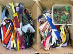 Haberdashery Interest - Two Boxes of over 500 zips for dresses, skirts, jeans, trousers, including