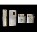 Collection of Lighters. ( 4 ) Ronson Lighters. Silver Tone Colourway.