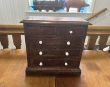 A Victorian Mahogany Miniature Chest of Drawers in The Georgian Style 2 short over 3 long drawers