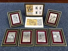 A Full Set of ( 6 ) Birmingham Mint ' Jane Austen ' Silver Framed Plaques. All are Fully
