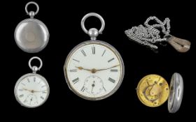 Early Victorian Period Sterling Silver Open Faced Keyless Pocket Watch, Fusee Movement. Hallmark
