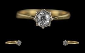 Ladies 18ct Gold Single Stone Diamond Set Ring, marked 18ct to shank, the round, faceted, diamond of