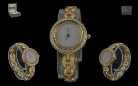 Gucci - Ladies Excellent Fashion Gold Plated Quartz Wrist Watch with Diamond Set Bezel, Complete