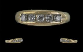 Fine 9ct Gold Five Stone Diamond Set Band Ring, marked 9ct to shank, the five well matched round