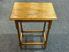 Early 20th Century Oak Side Table, barley twist legs. Height 29.5'' x 23'' x 16''.