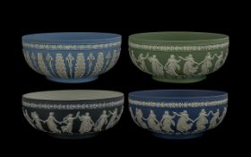 Wedgwood Excellent Quality Late 19th Century Large Jasper Ware Matching Shaped Bowls ( 4 ) In Total.