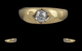 Edwardian Period 1901 - 1910 18ct Gold Cushion Cut Single Stone Diamond Ring, not marked but tests