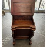 Repro Mahogany Writing Desk, green leather style top, lifts up to reveal storage space and eight