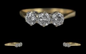 Ladies 18ct Gold Pleasing Quality 3 Stone Diamond Set Ring. Marked 750 - 18ct to Interior of