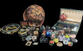 A Mixed Box of Misc Oddments and Collectables to include, pill boxes, Russian paper mache signed