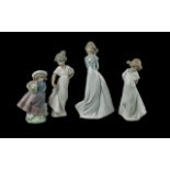 Four Porcelain Figures, comprising Lladro figurine 'Sweet Scent' number 5221. Spanish name 'Linda