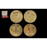 Royal Mint Britannia Design 1oz Gold Bullion Four Coin Set, dates 1997, 2001, 1987 and 2003,